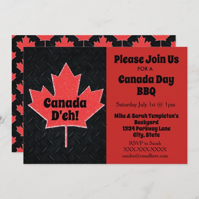 Canada Day Party Invitations (Front/Back)