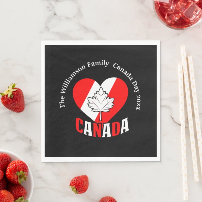Canada Day Party  Settings Personalize Name Year Napkins (Insitu)