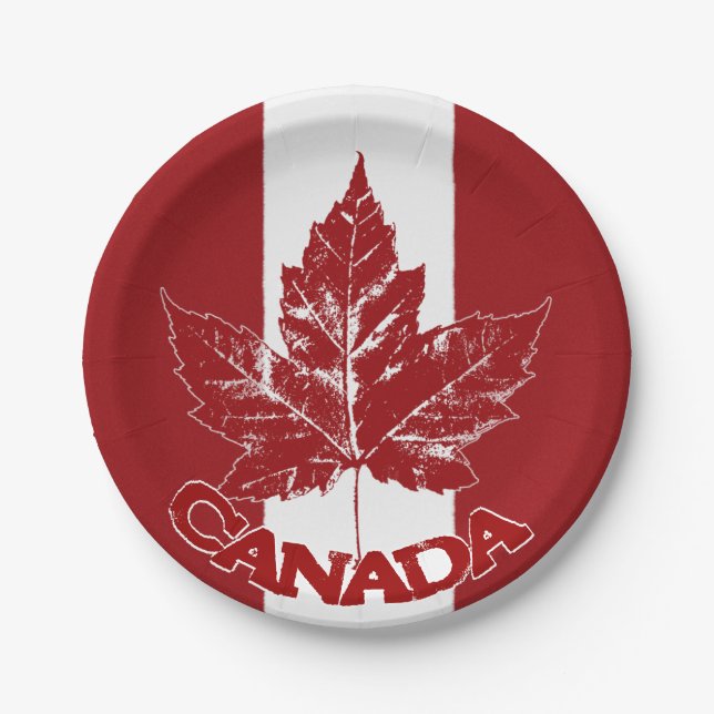 Canada Day Plates Canada Maple Leaf Paper Plates (Front)