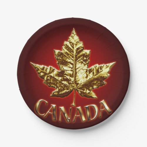 Canada Day Plates Gold Canada Leaf Paper Plates