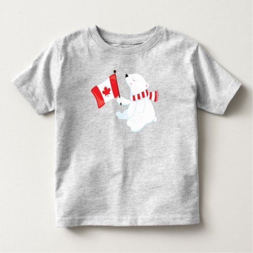 Canada Day Polar Bear Bear With Flag Holiday Toddler T_shirt
