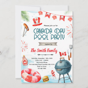 Canada day pool party invitation