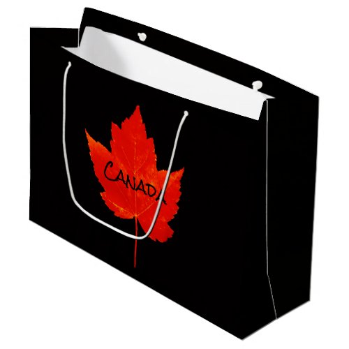 Canada Day Red Black Maple Leaf Large Gift Bag