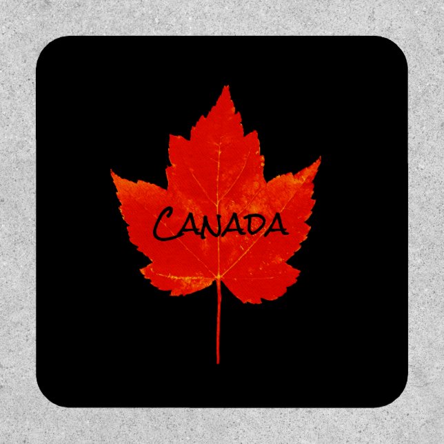 Canada Day Red Black Maple Leaf Patch (Front)