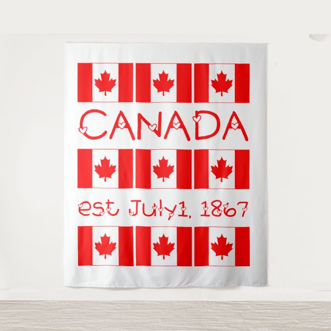 Canada Day Red Maple Leaf Pattern Canadian Flag Tapestry (Front)