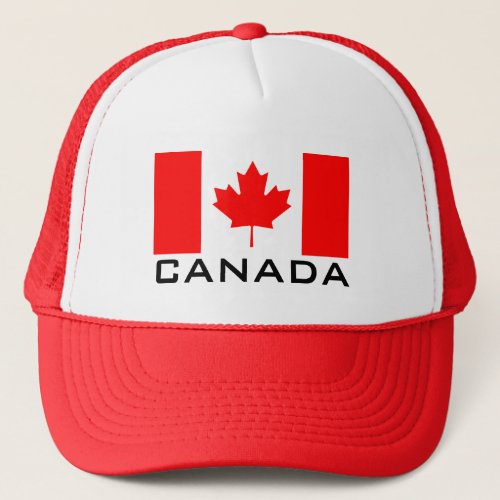 Canada Day red trucker hat with Canadian flag