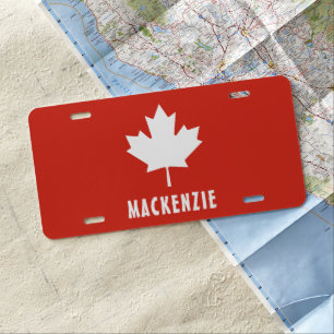 Canada Day Red White Canadian Flag Maple Leaf Name License Plate