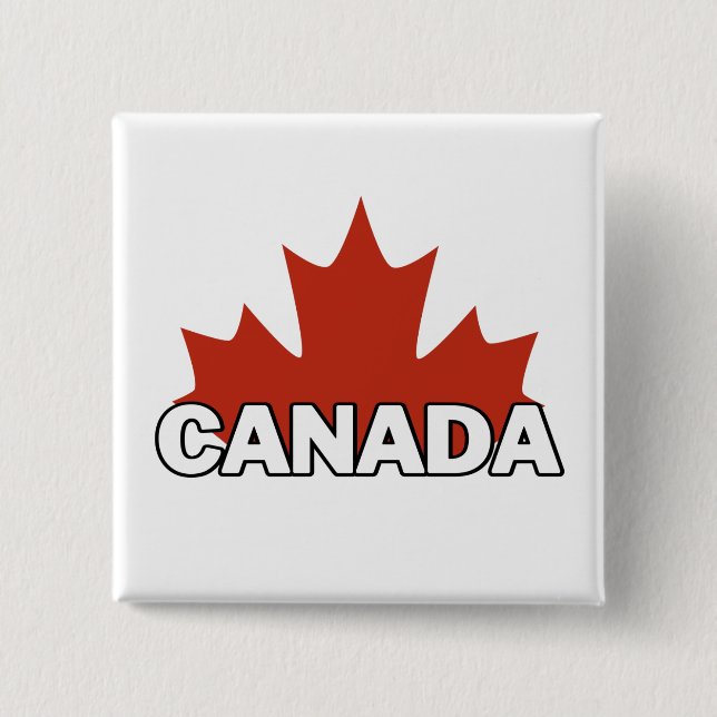 canada day square sticker button (Front)