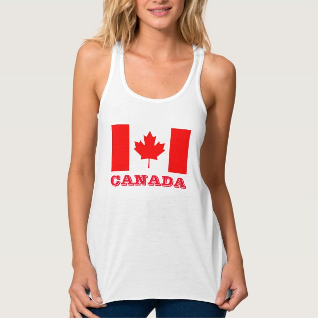 Canada Day tanktops with Canadian maple leaf flag (Front)