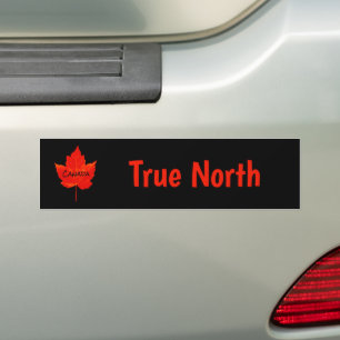 Canada Day True North Red Black Maple Leaf Bumper Sticker