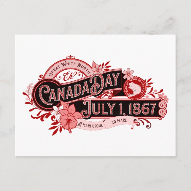 Canada Day Vintage Signage Postcard (Front)
