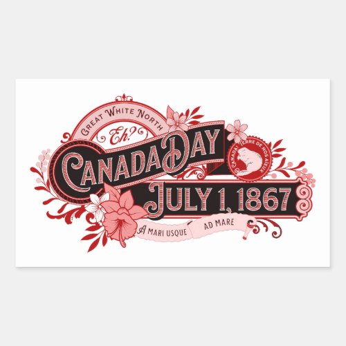 Canada Day Vintage Signage Rectangular Sticker