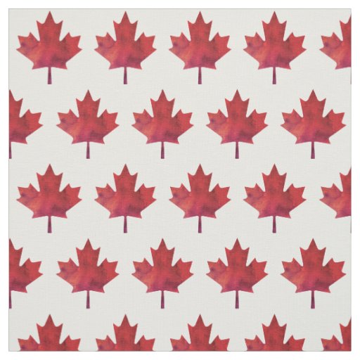 Canada Day Watercolour Maple Leaf Pattern Fabric