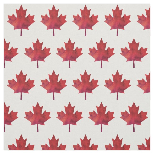 Canada Day Watercolour Maple Leaf Pattern Fabric (Swatch)