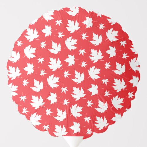 Canada Day White Maple Leaf Pattern on Red Balloon