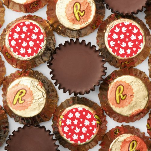 Canada Day White Maple Leaf Pattern on Red Reeses Peanut Butter Cups
