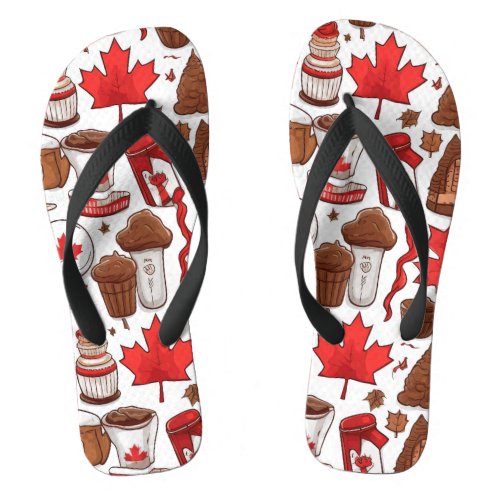 Canada Day with Canada Seamless Pattern Flip Flops