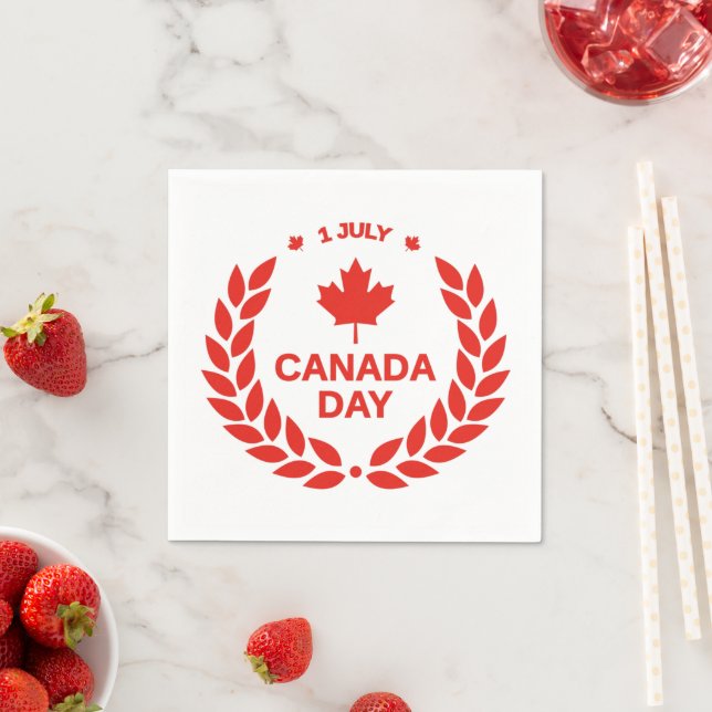 Canada Day Wreath Paper Napkins (Insitu)