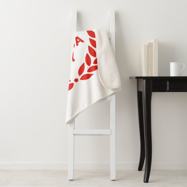 Canada Day Wreath Sherpa Blanket (In Situ)