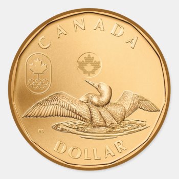 Canada Dollar Classic Round Sticker by BarbeeAnne at Zazzle