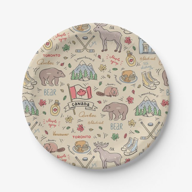 Canada Doodles Paper Plates (Front)