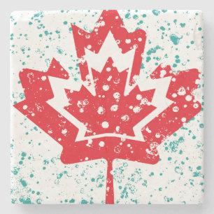 CANADA double RAIN EARTH MAPLE BY MASANSER PIXELAT Stone Coaster