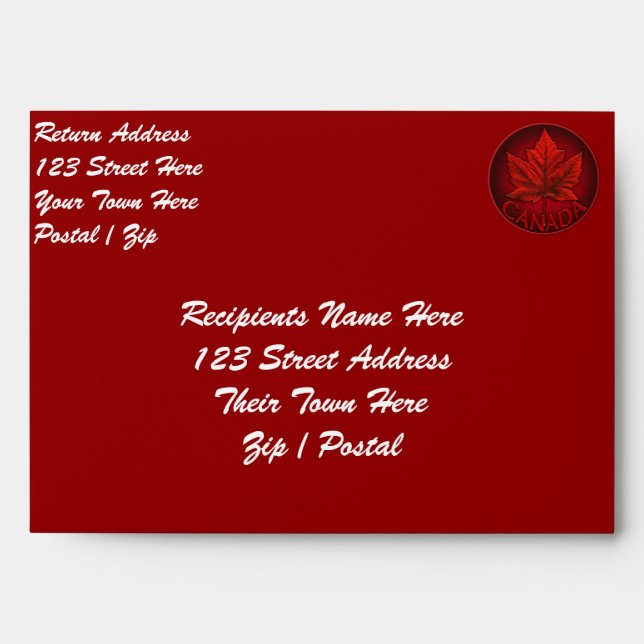 Canada Envelopes Personalized Canada Flag Envelope (Front)