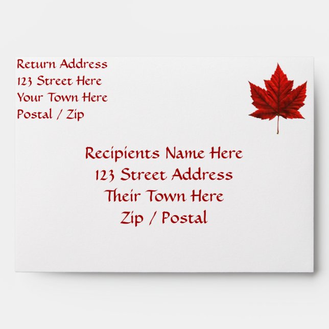 Canada Envelopes Personalized Canada Flag Envelope (Front)