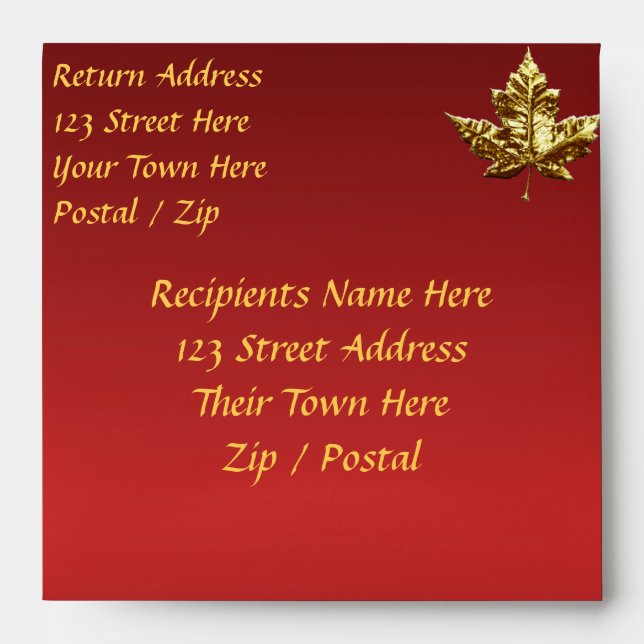 Canada Envelopes Personalized Gold Medal Envelope (Front)