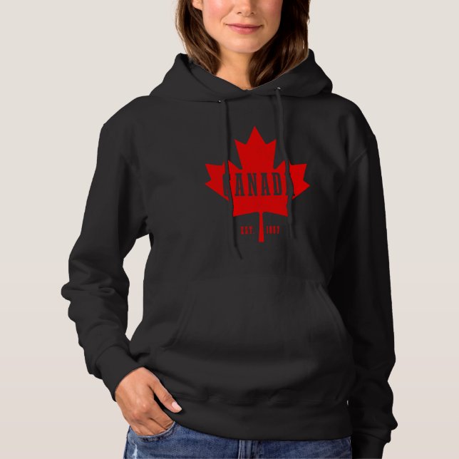 Canada Est 1867 Maple Leaf Canadian Flag Pride Roo Hoodie (Front)