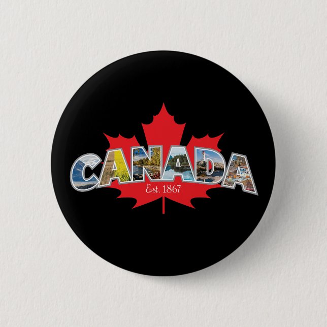 "Canada Est. 1867" With Maple Leaf Graphic Button (Front)