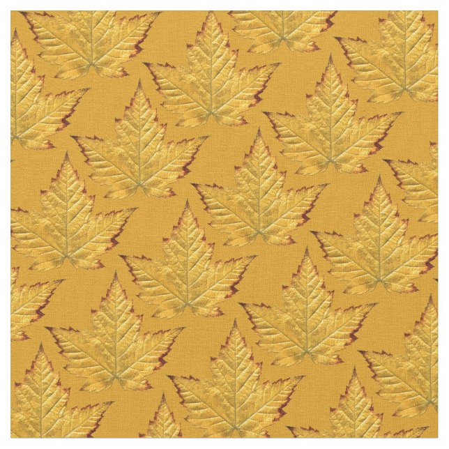 Canada Fabric Maple Leaf Fabric Yellow Fabric (Close Up)