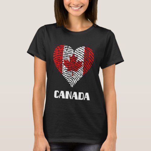 Canada Fingerprint Maple Leaf Canadian Pride Canad T_Shirt
