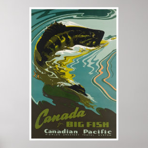 Canada Fishing Travel Poster Angler's Art Retro