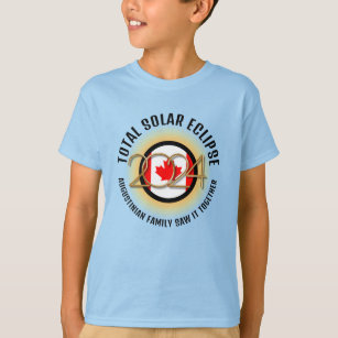 CANADA Flag 2024 TOTAL SOLAR ECLIPSE Blue Kids T-Shirt