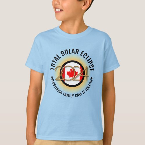 CANADA Flag 2024 TOTAL SOLAR ECLIPSE Blue Kids T_Shirt