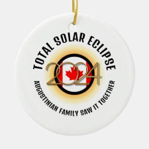 CANADA Flag 2024 TOTAL SOLAR ECLIPSE Souvenir Ceramic Ornament