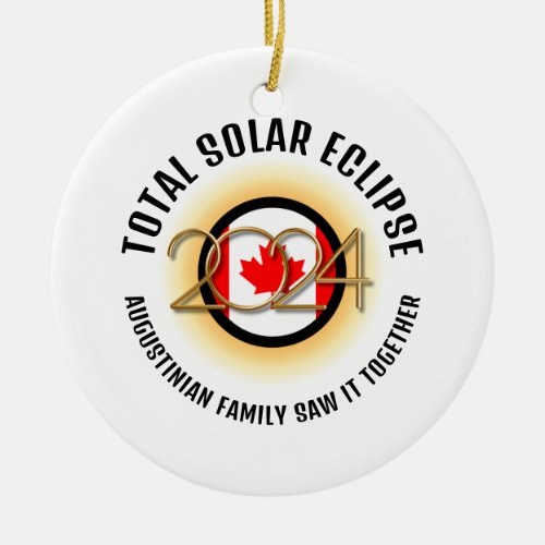 CANADA Flag 2024 TOTAL SOLAR ECLIPSE Souvenir Ceramic Ornament