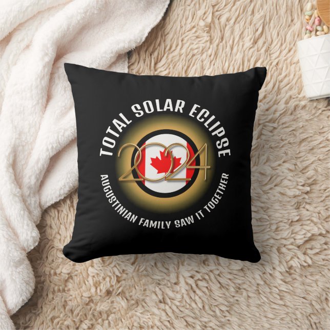CANADA Flag 2024 TOTAL SOLAR ECLIPSE Souvenir Throw Pillow (Blanket)