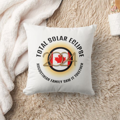 CANADA Flag 2024 TOTAL SOLAR ECLIPSE Souvenir Throw Pillow