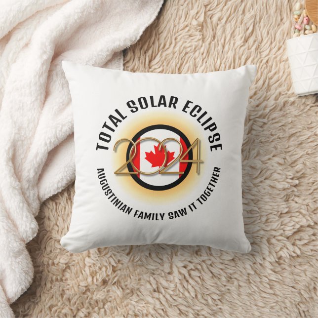 CANADA Flag 2024 TOTAL SOLAR ECLIPSE Souvenir Throw Pillow (Blanket)