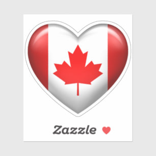 Canada Flag   3D Heart Icon Sticker