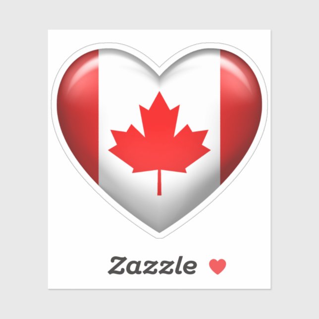 Canada Flag | 3D Heart Icon Sticker (Sheet)