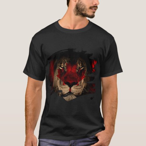 Canada Flag  African Lion Picture T_Shirt