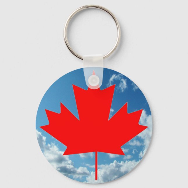 Canada flag and blue sky keychain (Front)