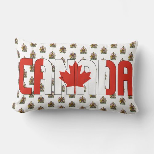 Canada Flag and Coat of Arms Patriotic Lumbar Pillow