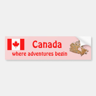 Canada Flag and Map Bumper Sticker