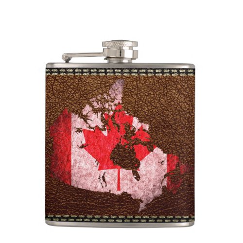 Canada Flag and Map Flask