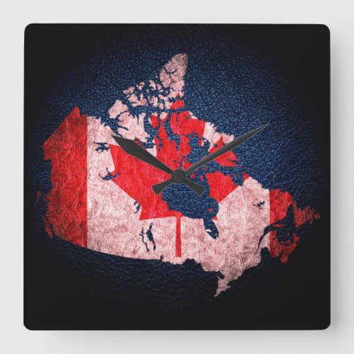 Canada Flag and Map Square Wall Clock