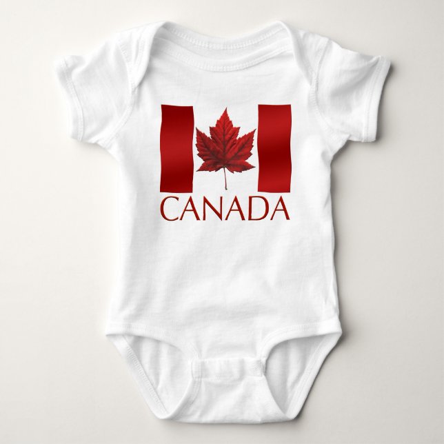 Canada Flag Baby Jumper Canada Baby One Piece Bodysuit (Front)